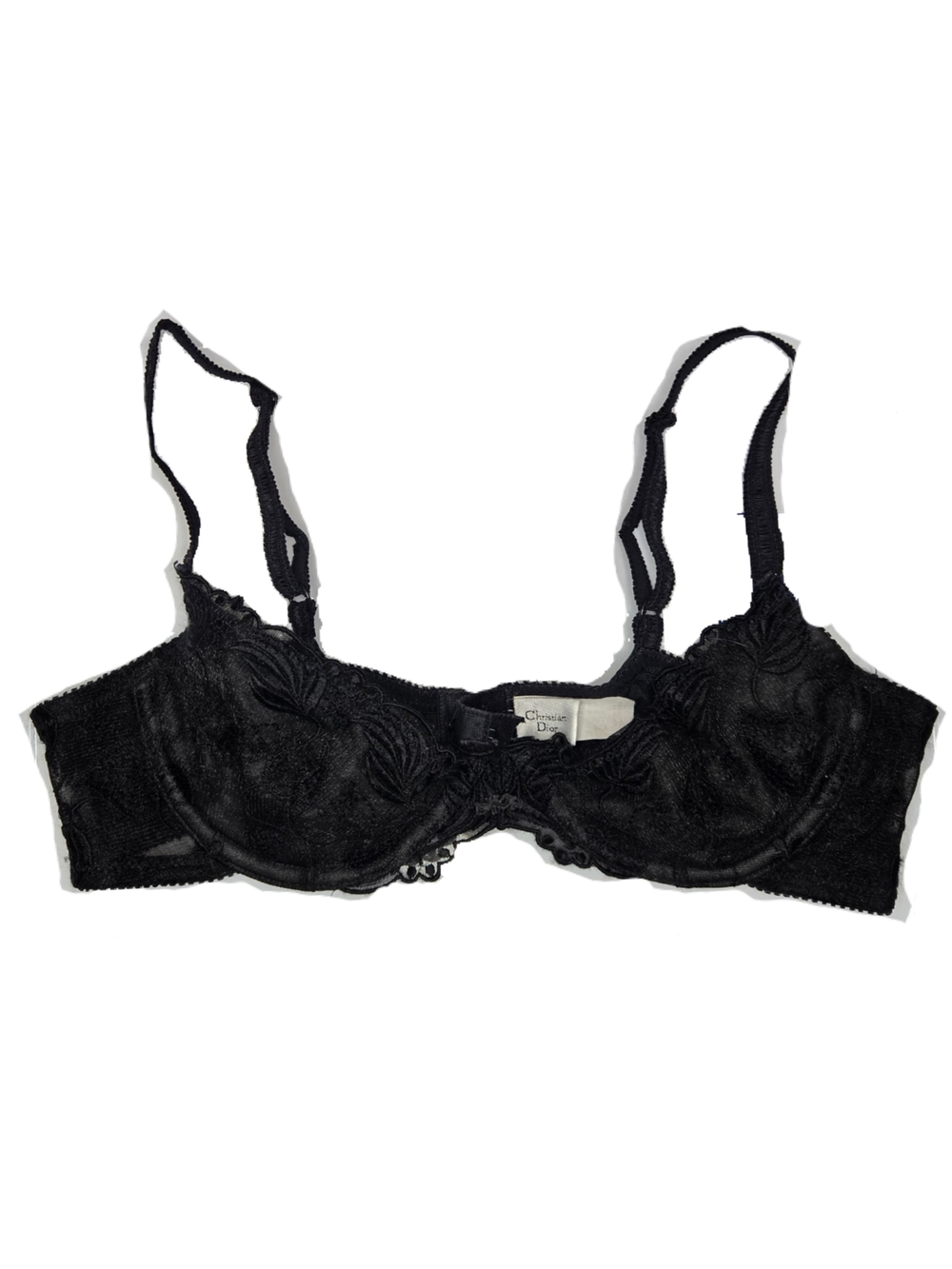 Vintage 90s Christian Dior Black Lace Underwire Bra!